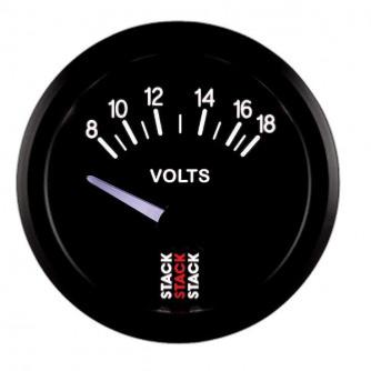 Manomètre Voltmètre STACK électrique 8-18V fond noir