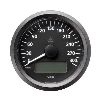 Compteur vitesse VDO Viewline 0-300km/h 85mm fond noir avec voltmètre