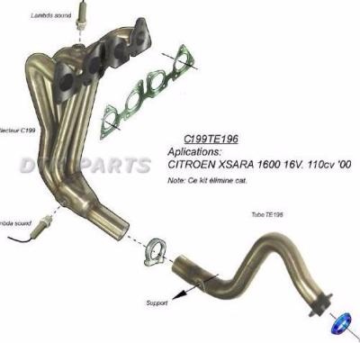 Collecteur d\'échappement inox Citroen Xsara 1,6l 16v 110cv