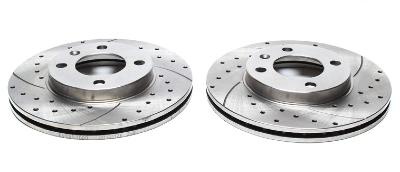 Disques de frein avant rainur�s per��s 256x24 pour Mitsubishi Colt