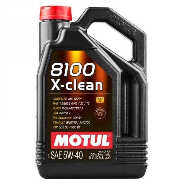 Huile Motul 5W40 8100 X-Clean (VAG, Renault Sport, Ford, GM Dexos 2) (5L)