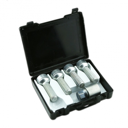 Lot de 4 &eacute;crous antivols M14x150 sph&eacute;rique longueur filtage 47mm