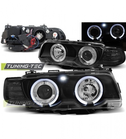 Phares Angel eyes black BMW S&eacute;rie 7 E38