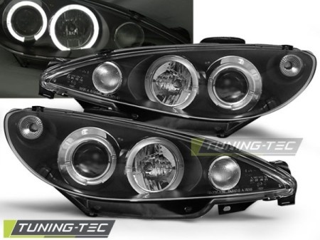 Phares Angel eyes black Peugeot 206 1998-2002