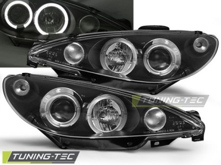 Phares Angel eyes black Peugeot 206 2003-2007
