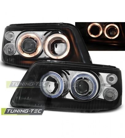 Phares Angel eyes black VW Transporter T5 2003-2009