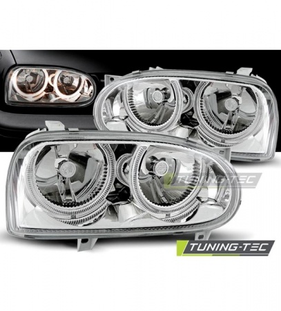 Phares Angel eyes chrome VW Golf 3 + Golf 3 Cabrio