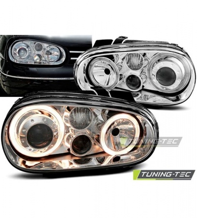 Phares Angel eyes chrome VW Golf 4 + Golf 4 Cabrio