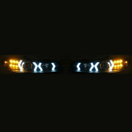 Phares avant à fond noir avec LED Nissan Silvia S15