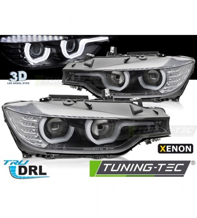 Phares avant &agrave; fond noir BMW S&eacute;rie 3 F30 F31