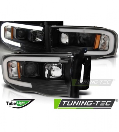 Phares avant &agrave; fond noir Dodge Ram 2002-2006