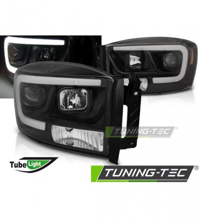 Phares avant &agrave; fond noir Dodge Ram 2006-2008