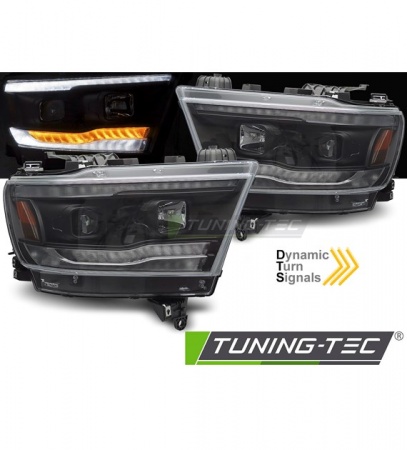 Phares avant &agrave; fond noir Dodge Ram 2019-2022