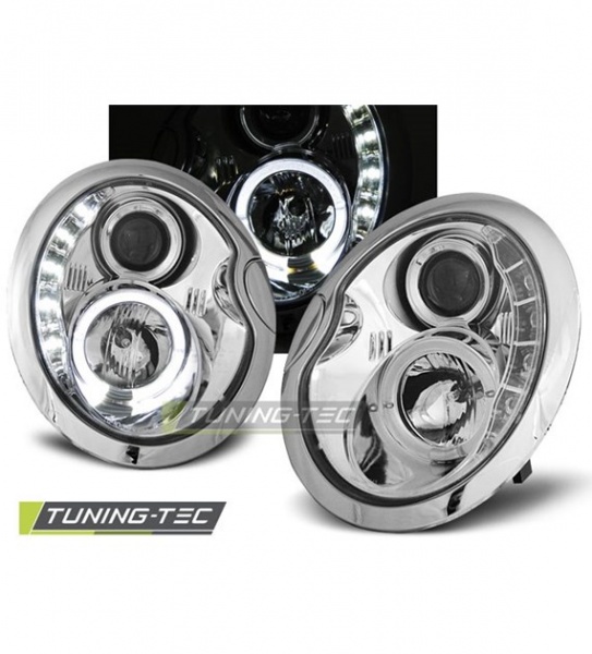 Phares LED Angel eyes Mini Cooper R50, R52, R53 (chrome)