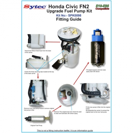Pompe &agrave; essence interne gros d&eacute;bit Sytec pour Honda Civic Type R FN2