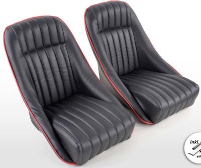 Si�ges baquet fixe type Classic noir / liseret rouge