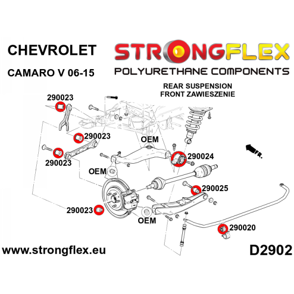 Silentblocs renforc�s Polyurethane Chevrolet Camaro 2009-2015 (train arri�re)