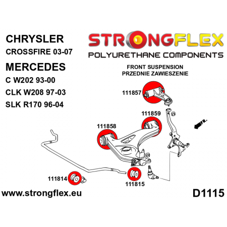 Silentblocs renforc&eacute;s Polyurethane Chrysler Crossfire (train avant)