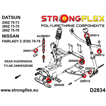 Silentblocs renforc&eacute;s Polyurethane Datsun 240Z / 260Z / 280Z (train arri&egrave;re)