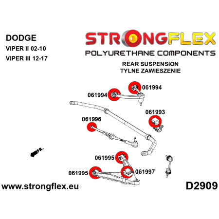 Silentblocs renforc&eacute;s Polyurethane Dodge Viper 2002-2017 (train arri&egrave;re)