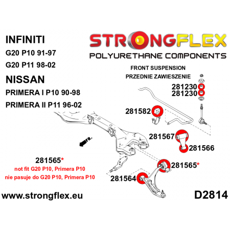 Silentblocs renforc&eacute;s Polyurethane Nissan Primera P11 (train avant)
