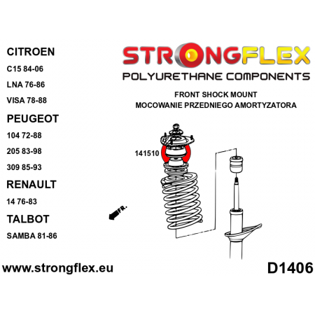 Silentblocs renforc&eacute;s Polyurethane Peugeot 205 GTI / 309 GTI (train avant)