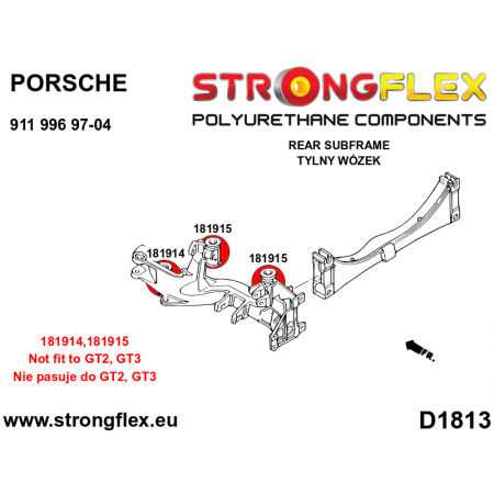 Silentblocs renforc&eacute;s Polyurethane Porsche 911 (996) (berceau arri&egrave;re)