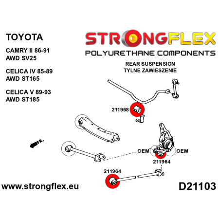 Silentblocs renforc&eacute;s Polyurethane Toyota Celica ST165 / ST185 (train arri&egrave;re)